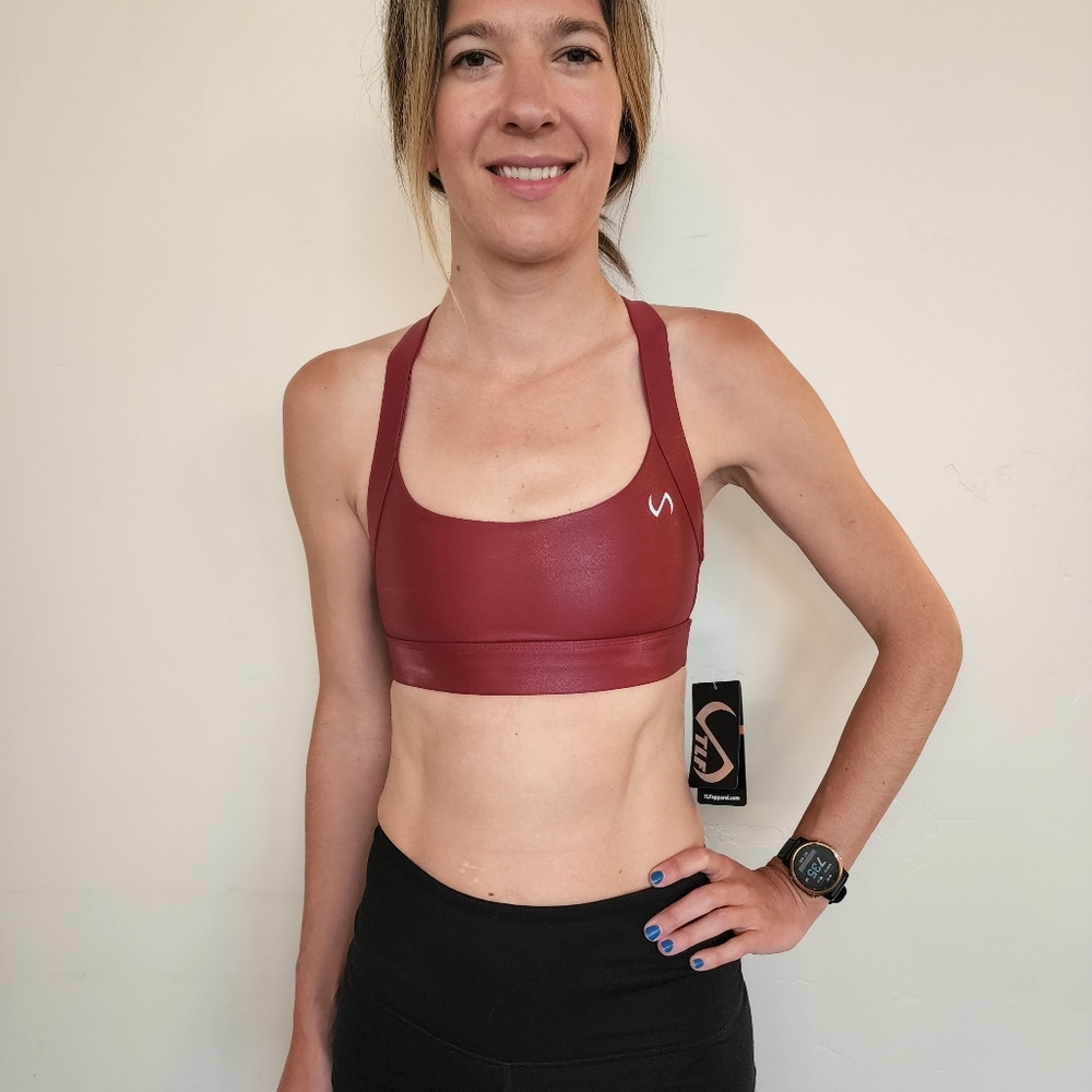 TLF Red Faux Leather Sports Bra